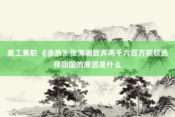 美工兼职 《赤热》张海潮放弃两千六百万期权选择回国的原因是什么